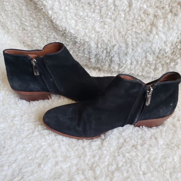 Sam Edelman Petty Black Suede Leather Ankle‎ Boots sz 7.5 - Picture 7 of 10